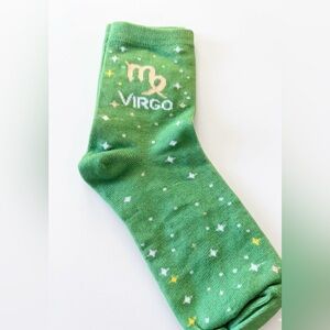 Virgo Green Zodiac Crew Socks - Virgo Symbol Socks